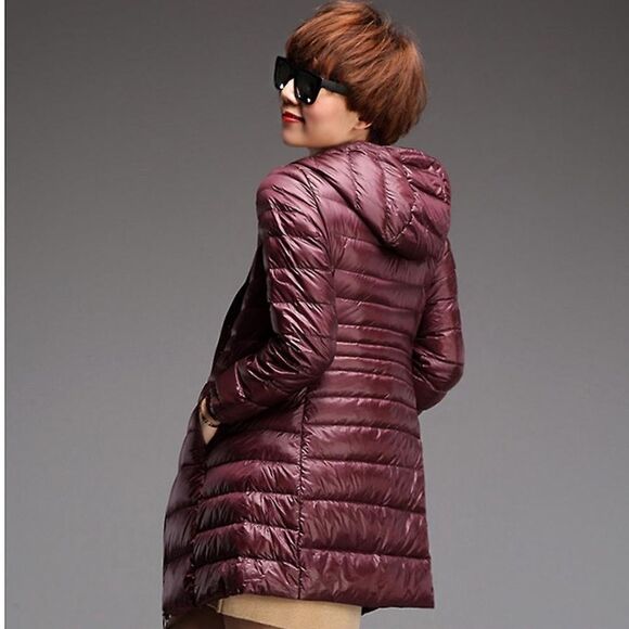 twik Jackets & Blazers - Twik Lightweight Packable Puffer Coat in Burgundy Size XS